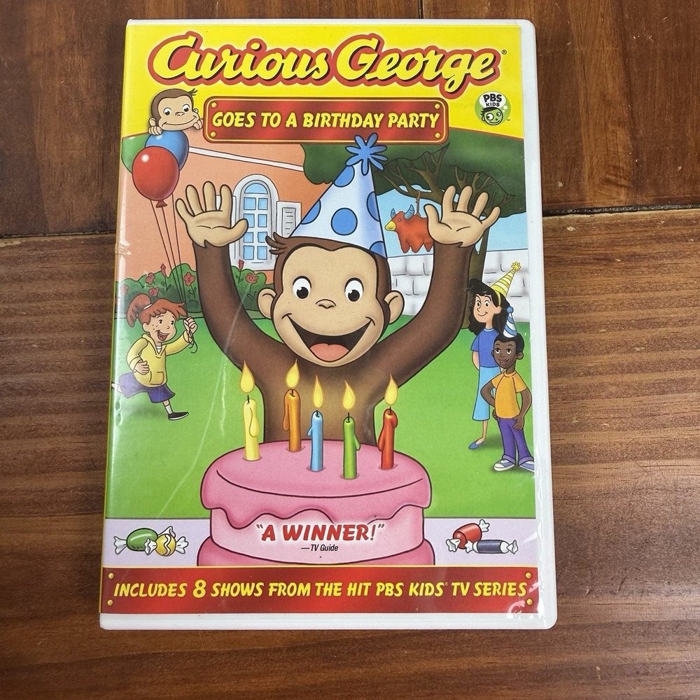 Curious George Goes to a Birthday Party DVD PBS Kids 8 Episodes Family